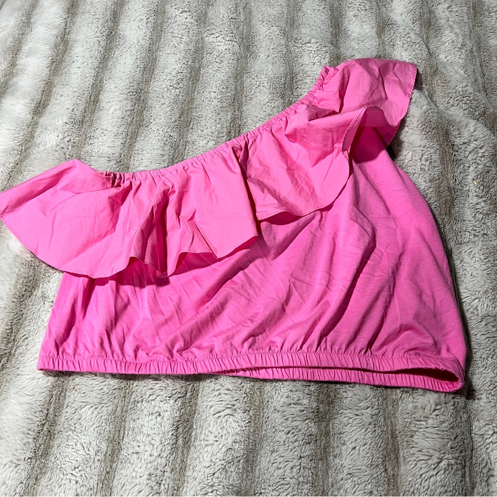 Pink Off-Shoulder Ruffle Top